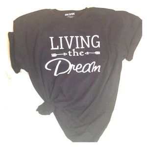 Living the Dream white & black t-shirt various sz